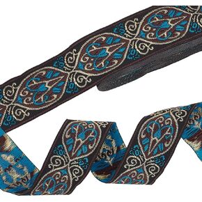 PH PandaHall 10 Yards Boho Jacquard Ribbon, 2 Inch Floral Ribbon Embroideried Lace Trim for Boho Persian Sewing Clothing Crafting Home Decor Wedding Gift Wrapping Camera Bag Strap