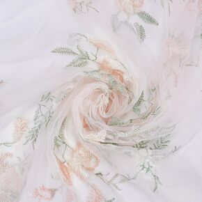 BENECREAT 3 Yards Pearl Beaded Tulle Fabric, 60" Soft Lace Trim White Lace Fabric Net Tulle Mesh Wedding Accessories for Bridal Dress Veil, Tablecloth, Home Decor