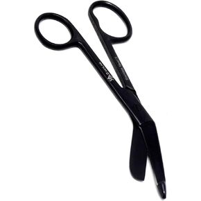 A2ZSCILAB One Large Ring Premium Lister Bandage Scissors All Black Fluoride Coated Color Stainless Steel (Black 4.5")
