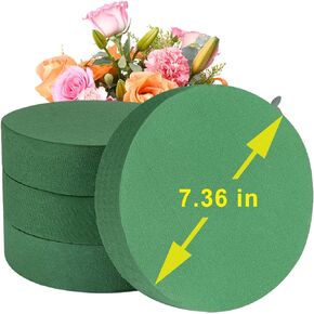 Crafare 7.5 Inch 4pcs Round Floral Foam Blocks Green Foam Bricks Wet for Flower Arrangements Wedding Birthday Party Decorations