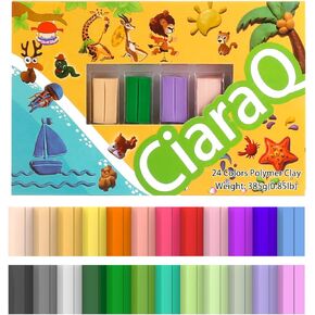 CiaraQ 24 Colors Small Block Polymer Clay Starter kit, Oven Bake Clay, CPSC Conformed Non-Toxic Molding DIY Clay, Great for Kids, Beginners