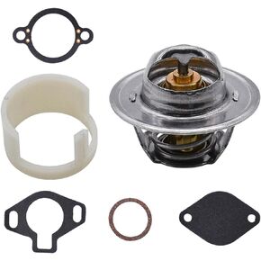 JDLLONG 807252Q5 Thermostat Kit 160° fit for Mercruiser V6&V8 GM engines 4.3L, 5.0L, 5.7L, 7.4L, 8.2L 1987-2016 with Gasket and Plastic Sleeve Replaces 807252Q5| 807252T8| 807252T5