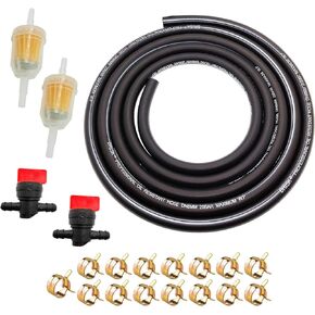 9.85-Foot 5/16 Inch ID Fuel Line Set+ 15 Pcs 2/5" ID Hose Clamps + 2 Pcs 5/16 Inch Fuel Filters + 2 Pcs 1/4 Fuel Shut-Off Valve for use in mowers tractors snow blowers dirt bikes small engines