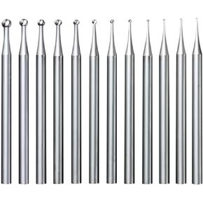 Luo ke 12 Pcs Round Ball Burr - 3/32'' Shank Jewelry Engraving Burs Ball Shape Cutting Bits Lapidary Making Tools (004-020)