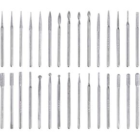 Bestgle 30 Pcs 2.35mm Shank Diamond Titanium-Coated Burrs Set, Rotary File Burs Accessories Kit for Grinding Polishing Carving Stone Jewelry Ceramics