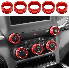 Thor-Ind AC Radio Knob Cover Compatible with Dodge Ram 2019 2020 2021 Air Conditioner Auto Climate Control Volume Tune Switch Knob Button Cover Trim Ring 5pcs (Black)