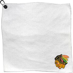 TG Team Golf NHL Team Golf NHL Microfiber Towel - 15" X 15" (White) with Carabiner Clip, Premium Microfiber with Deep Waffle Pockets- Superior Water Absorption and Quick Dry Golf Cleaning Towel