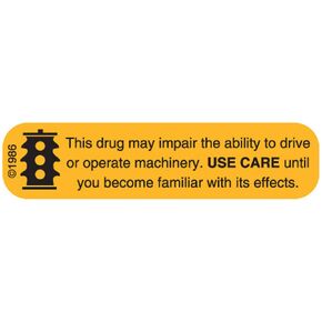 PHARMEX 16-W Permanent Paper Label, This Drug May", 1 9/16" x 3/8", Goldenrod (500 per Roll, 2 Rolls per Box)