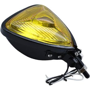 FATECIM Mini Thin Section Triangle Motorcycle Headlight Clear Lens Chrome Light for Harley Chopper Custom