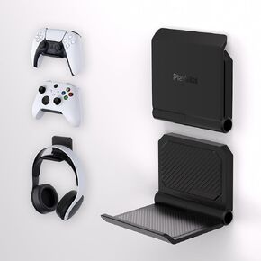 playvital 4 Set FOLD Controller Wall Mount for ps5/4, Foldable Wall Stand for Xbox Core, Switch Pro, Gaming Headset Stand, Wall Holder for Xbox Wireless Headset, for Pulse 3D Headset - New Hope Gray