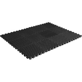 CAP Barbell Exercise Mat Interlocking Puzzle Mat, Diamond Plate Texture, Covers 12 Sq Ft, Black 12 x 12 x 1/2