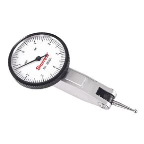 Starrett Dial Test Indicator with Dovetail Mount, Two Dovetail Clamps and Case - 1-1/4" White Dial Face, 008" Range, 0-4-0 Dial Reading, 0001" Graduations - 3808A