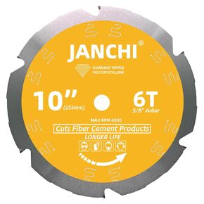 6-1/2 Inch 4T PCD Tip Hardie Fiber Cement Circular Saw Blade with 5/8-Inch DMK Arbor, Polycrystalline Diamond Tipped Teeth Saw Blade for Laminate Flooring