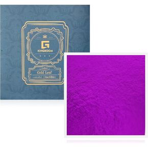KINGBOOM 12 Color Gold Leaf Sheets - Purple, Pack of 100, 3.15in for Crafting, DIY Projects, Painting and Decoration.