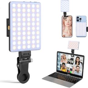 XINBAOHONG Rechargeable Clip Fill Video Conference Light, Selfie Light for Phone Android Camera iPad Laptop LED Phone Light for Makeup TikTok Selfie Vlog