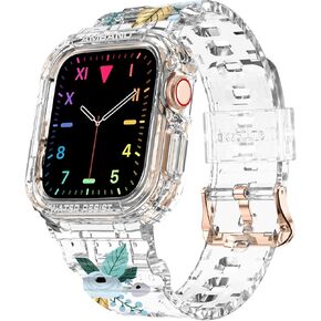 حافظة رياضية amBand MF مع أشرطة متوافقة مع Apple Watch Series 9/8/7 (41 ملم) وسلسلة SE2/SE/6/5/4 (40 ملم) السلسلة 3 (38 ملم) للرجال والنساء زهرة in Kuwait