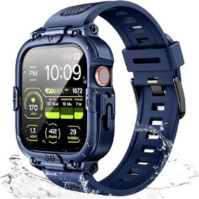 Dsytom Waterproof Case with Band Compatible for Apple Watch Band 45mm 44mm 41mm 40mm for Men,Rugged Smartwatch Strap with Built-in Tempered Glass Screen Protector for iWatch Series 9/8/7/6/5/4/SE/SE2