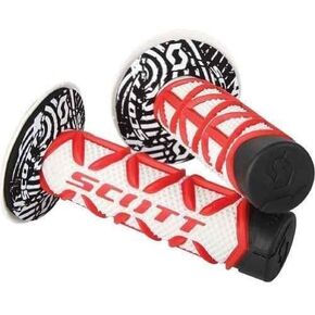 Scott Red White Diamond and Donuts Handlebar Hand Grips Fits Honda Cr80 Cr85 Cr125 Cr250 Cr500 Crf250 Crf450 Crf150 Crf230 Crf100 Crf80 Crf70 Xr80 Xr100 Xr200 Xr250 Xr400 Xr600 Xr650 1981-2014