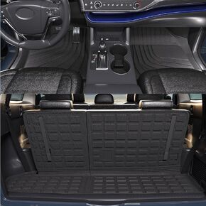 حصيرة Xipoo Cargo متوافقة مع 2020-2024 Toyota Highlander Floor Mat Trunk Mat استبدال لملحقات Highlander 20-24 (تناسب 2020-2024 Toyota Highlander، حصيرة البضائع مع مسند الظهر + سجادات الأرضية)