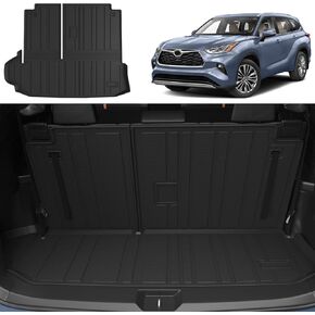 Xipoo Cargo Mat Compatible with 2020-2024 Toyota Highlander Floor Mat Trunk Mat Replacement for 20-24 Highlander Accessories (Fit 2020-2024 Toyota Highlander,Cargo Mat with Backrest Mat+Floor Mats)
