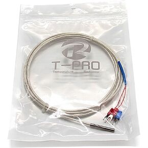 T-PRO RTD PT100 Temperature Sensors Three-wire System，Stainless Steel Probe(4×30MM) Range:-50℃-200℃ (3.3Feet)