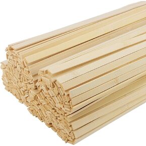 SOUJAP 400 PCS 15.7 x 0.35 Inch Extra Bamboo Flat Sticks Bulk, 3/8 Inch Wide Natural Craft Bamboo Sticks, Long Bamboo Wood Strips for Craft Art Projects