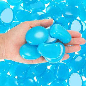 Landical 100 Pcs Glow in The Dark Pebbles 1.8 Inch Fish Tank Rocks Blue Aquarium Gravel Outdoor Glow in The Dark Rocks Luminous Stones for Garden Walkway Succulent Plant Gift Decor, 1600g/3.53lbs