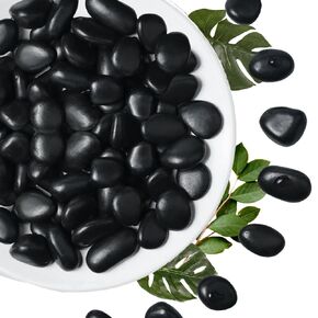 5Ib Black River Rock-Decorative Stones-Pebbles for Indoor Plants-Rocks for Outdoor Landscaping- 0.3"-0.8" inch High Polished Stones for Fish Tank, Terrarium,Vases, Home Decor