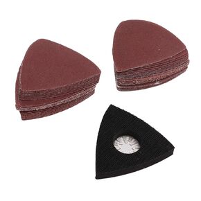 51Pcs Multitool Sandpaper 80mm Triangular Sanding Pad 60 80 120 180 240 Grit Oscillating Tool, Hook and Discs