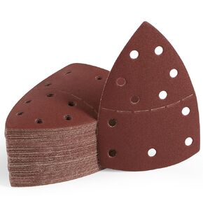 36 PCS Mouse Sander Sandpapers 6 Hole Mouse Sand Paper Detail Sander Sanding Disc Mouse Sander Pads Hook and Loop Triangle Sandpaper (60/80/100/120/180/240) -6 PCS for Each Grit
