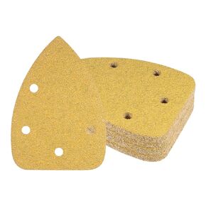 24pcs Mouse Detail Sander Sandpaper - [5-Hole 220 Grit] Aluminum Oxide Triangle Hook and Loop Sanding Pads Sheet for Sanding and Polishing Wood Furniture Metal Use