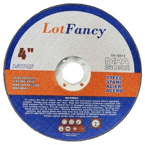 LotFancy Cut Off Wheels, 4 inch, Pack of 10, Angle Grinder Cutting Disc, Metal and Stainless Steel Cutting Wheels, Welding Accessories, Thin Kerf, Flat T1 Cut-Off Tool, 4 x 0.045 x 5/8"