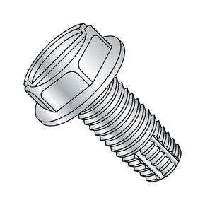 Small Parts 3764FSW Steel Thread Cutting Screw, Zinc Plated Finish, Hex Washer Head, Slotted Drive, Type F, 3/8"-16 Thread Size, 4" Length (Pack of 5)