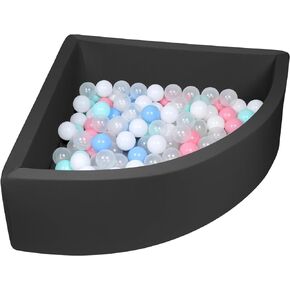 Ball Pit Dark Gray, Sector Foam Ball Pits for Toddlers, Corner Ball Pit Pool Playpen Foldable & Portable Soft Ball Pool 35.4"x 11.8" (Balls not included)