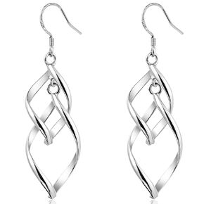 925 Sterling Silver Dangle Earrings Elegant Double Hoops Earrings Handmade Hypoallergenic Infinity Earrings for Women Trendy