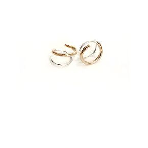 Handmade TINY Huggie Mixed Metal Twist Loop Earrings Double Hoop for Single Piercing Sterling Silver & Gold Earrings for Women Spiral