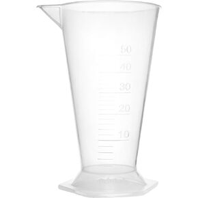EISCO Conical Measure, 50ml - Polypropylene Plastic, Translucent - Pouring Spout - 2ml Raised Graduations - Hexagonal Base