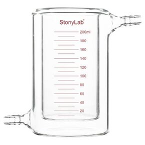 stonylab Glass Jacketed Beaker, 1 Pack Borosilicate Glass Graduated Beaker Flat-Bottom Double-Layer Lab Reaction Beaker, 500 ml
