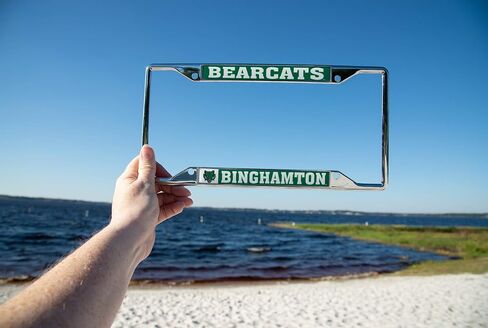 إطار لوحة ترخيص معدني من Desert Cactus Binghamton University Bearcats للأمام أو الخلف للسيارة مرخص رسميًا (التميمة) in Saudi Arabia