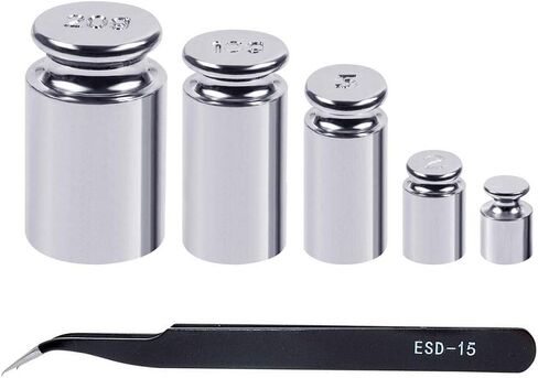Harapu 5 Pcs Gram Calibration Weight Set, 20g 10g 5g 2g 1g Kit for Digital Scale Balance and 1 Piece Calibration Weight Tweezer, Silver in Kuwait
