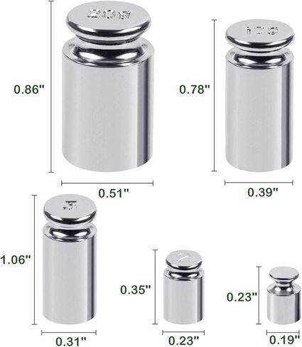 Harapu 5 Pcs Gram Calibration Weight Set, 20g 10g 5g 2g 1g Kit for Digital Scale Balance and 1 Piece Calibration Weight Tweezer, Silver in Kuwait