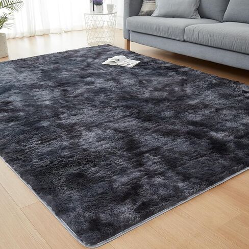 JKMAX Fluffy Shag Rugs for Living Room，Tie-Dyed Rainbow Soft Plush Fuzzy 7x10 Area Rugs for Bedroom Nursery Girls Boys Room Kids Room Decor，Upgrade Anti-Skid Large Carpet for Home Decor Aesthetic in Saudi Arabia