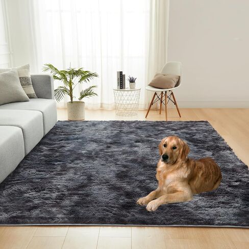 JKMAX Fluffy Shag Rugs for Living Room，Tie-Dyed Rainbow Soft Plush Fuzzy 7x10 Area Rugs for Bedroom Nursery Girls Boys Room Kids Room Decor，Upgrade Anti-Skid Large Carpet for Home Decor Aesthetic in Saudi Arabia