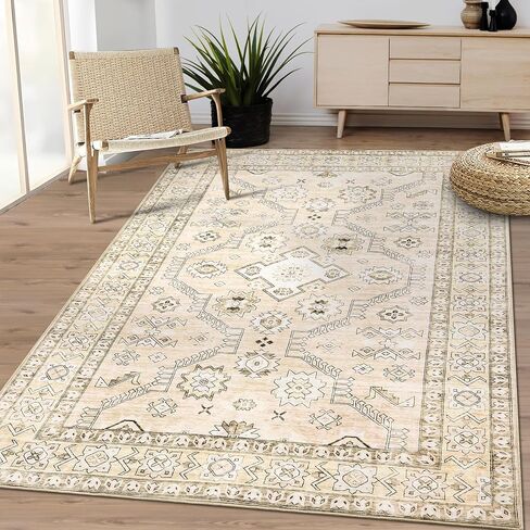 Area Rugs 2x3 - Washable Rug for Living Room, Non-Slip Bedroom Rug, Stain Resistant Soft Rug (Beige, 2'x3') in Saudi Arabia