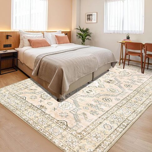 Area Rugs 2x3 - Washable Rug for Living Room, Non-Slip Bedroom Rug, Stain Resistant Soft Rug (Beige, 2'x3') in Saudi Arabia