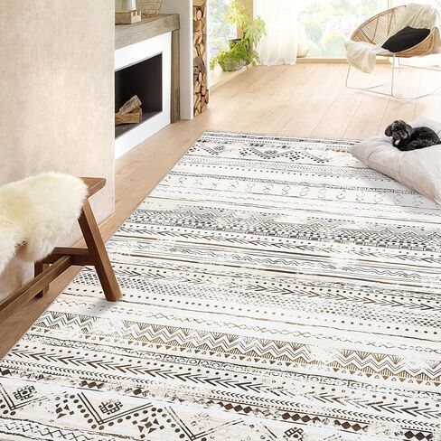 سجاد منطقة كونرام 2x3 - سجادة قابلة للغسل لغرفة المعيشة، سجادة غرفة نوم غير قابلة للانزلاق، سجادة ناعمة مقاومة للبقع (بيج، 2'x3') in Kuwait