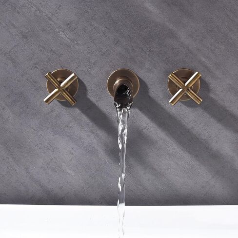 Antique Brass Bathroom Widespread Sink Faucet Wall Mount Faucet Dual Handle with 3 Holes Brass Lavatory Basin Mixer Tap Rough-in Valve Included in Saudi Arabia