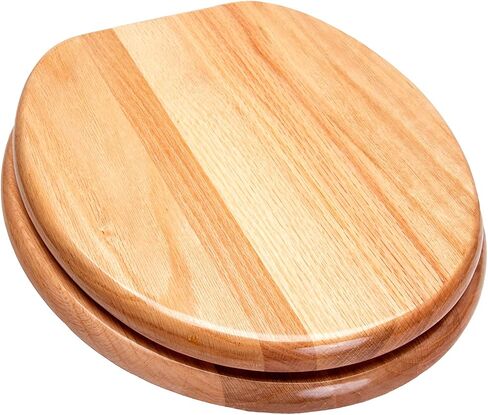 5Q1E2-16BR Solid Oak Traditional Design Toilet Seat with Solid Metal Hinges, Elongated, Mahogany with Polished Brass in Saudi Arabia