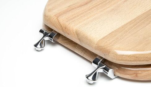 5Q1E2-16BR Solid Oak Traditional Design Toilet Seat with Solid Metal Hinges, Elongated, Mahogany with Polished Brass in Saudi Arabia