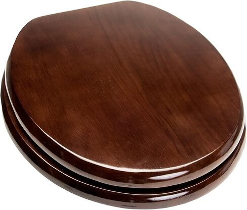 5Q1E2-16BR Solid Oak Traditional Design Toilet Seat with Solid Metal Hinges, Elongated, Mahogany with Polished Brass in Saudi Arabia